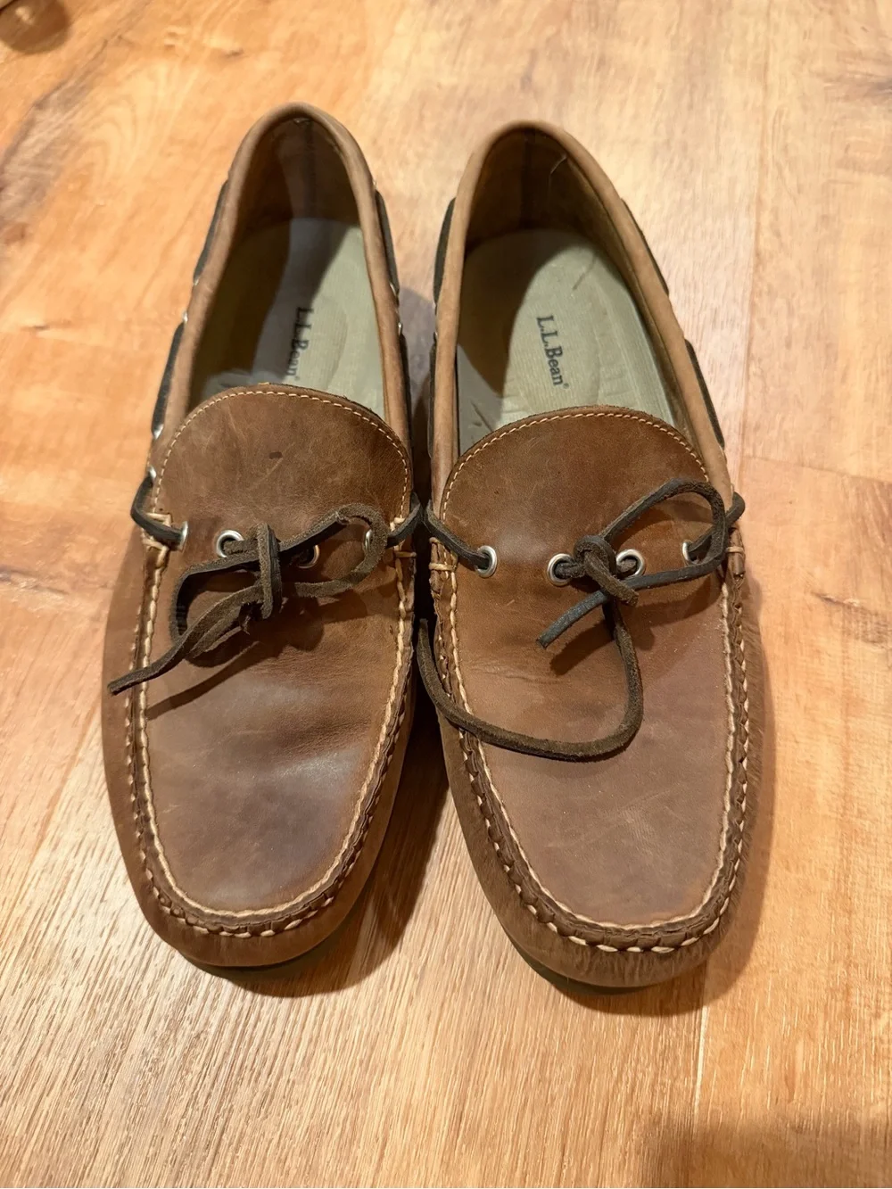L.L. Bean Men's Tan Leather Preppy Casual Loafer Boat Shoes
